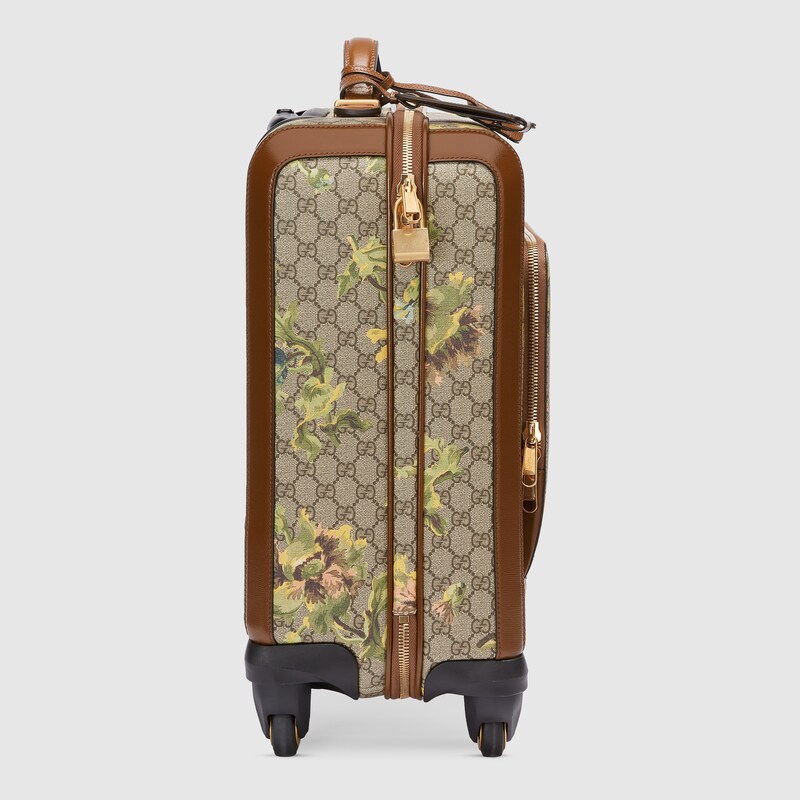Maleta de mano con estampado de claveles y GG en GG Supreme beige y ébano |  GUCCI® ES