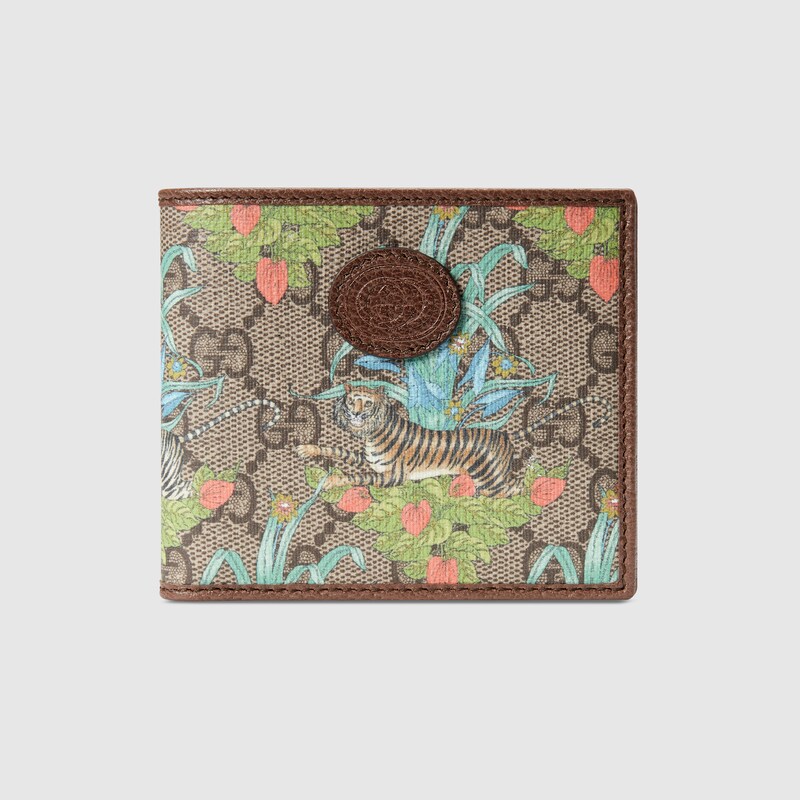 Gucci Tiger portafoglio GG in GG Supreme beige ed ebano | GUCCI® Italia