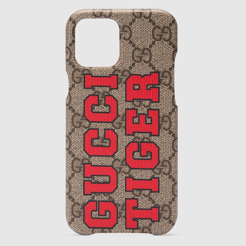 Custodia Gucci Tiger per iPhone 12 Pro Max in GG Supreme beige ed ebano |  GUCCI® Italia