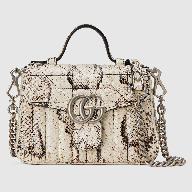 GG Marmont python mini top handle bag in natural color | GUCCI® US