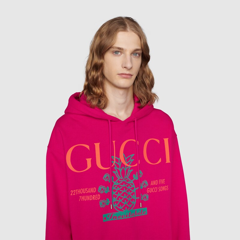 Felpa con cappuccio Gucci Pineapple in fucsia | GUCCI® CH