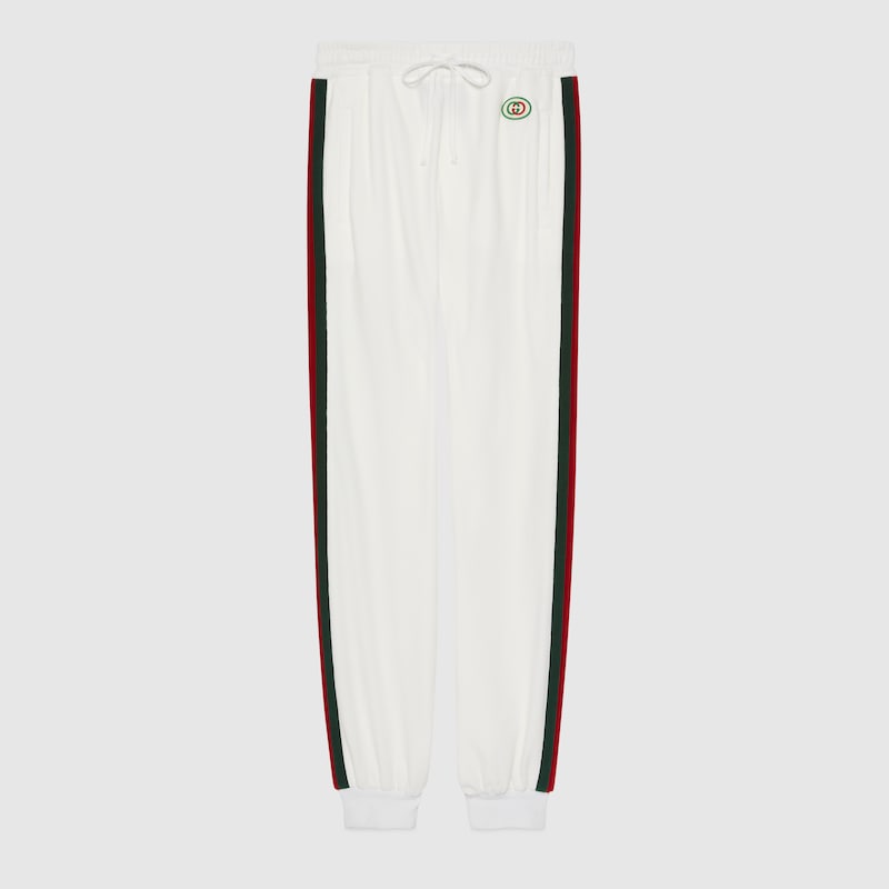 Cotton track bottoms with Web in white 