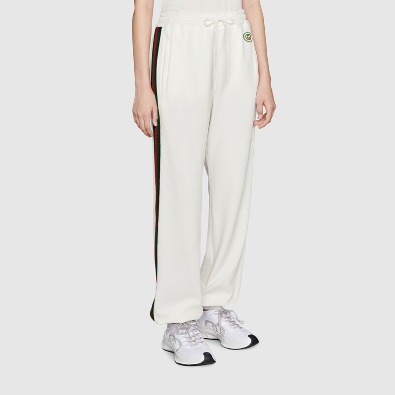 Cotton track bottoms with Web in white 