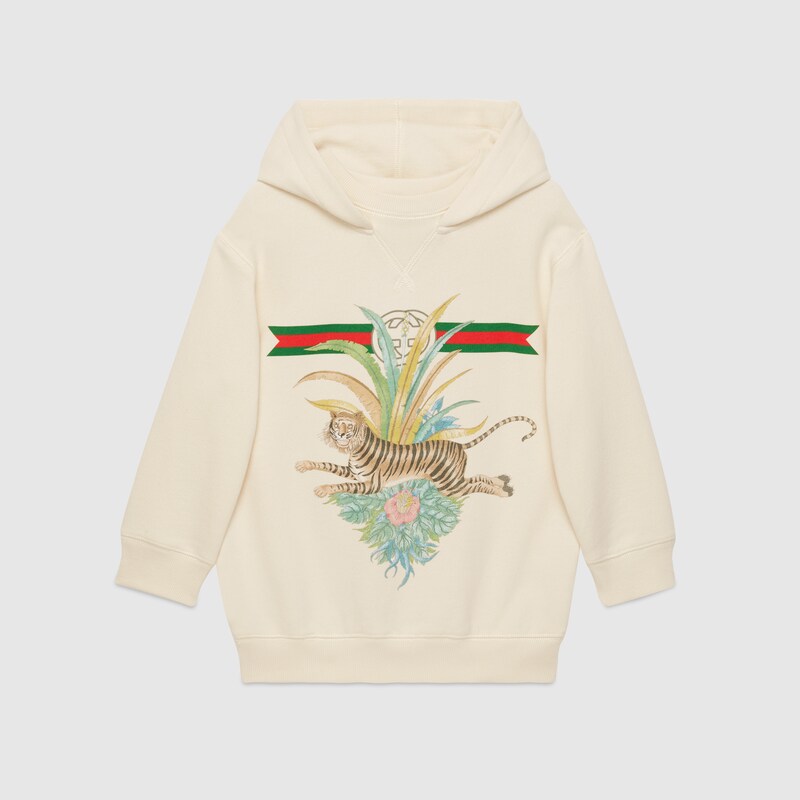 Gucci Tiger sudadera infantil y flores en blanco | GUCCI® ES