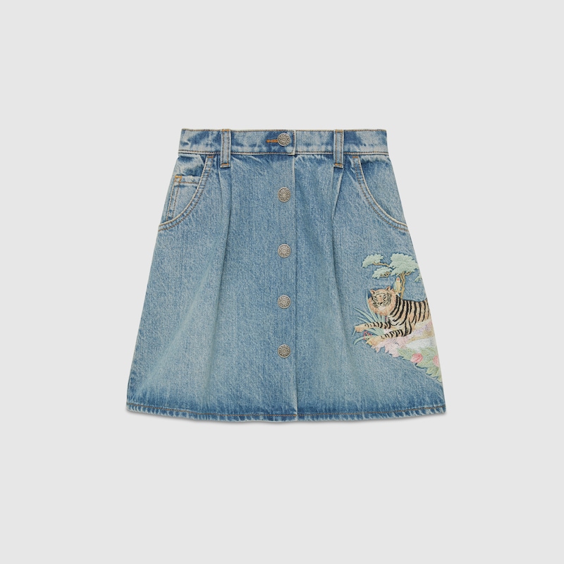 Gucci Tiger Children's denim skirt with 