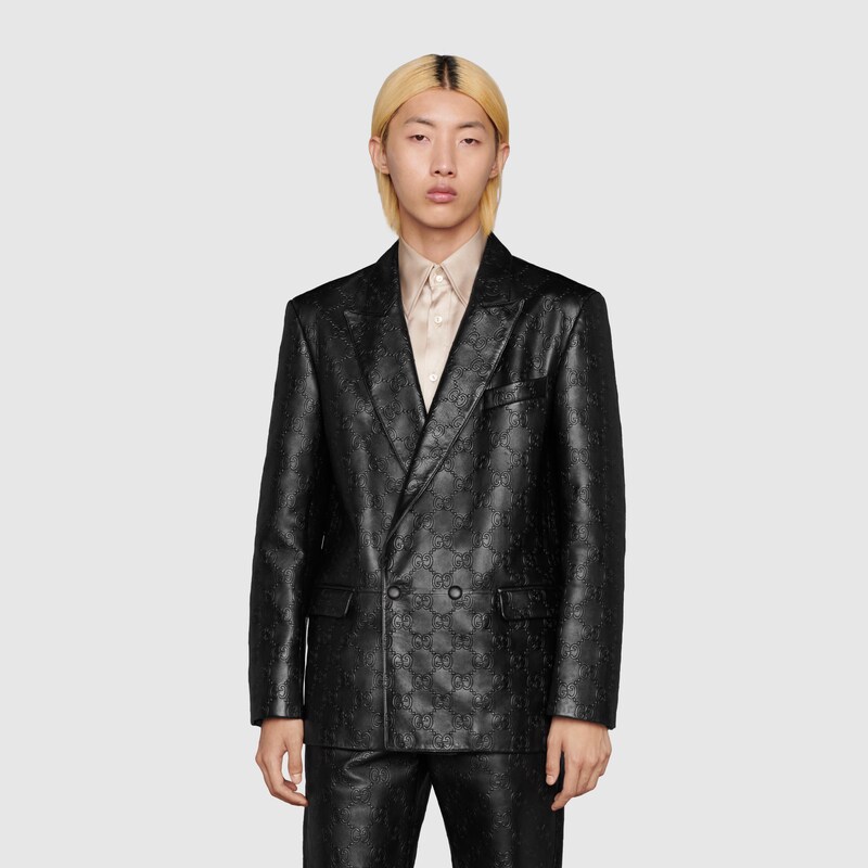 GG leather jacket in black | GUCCI® PL