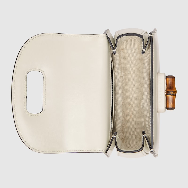 Gucci Bamboo 1947 迷你手提包in白色皮革 Gucci Fr