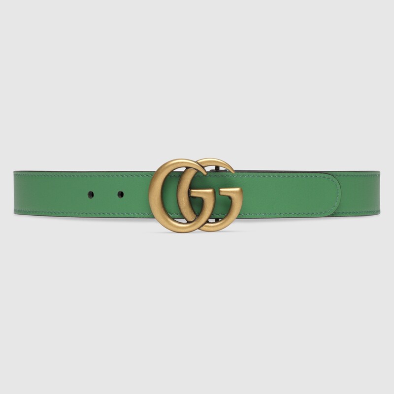 Cintura Doppia G in pelle verde | GUCCI® Italia