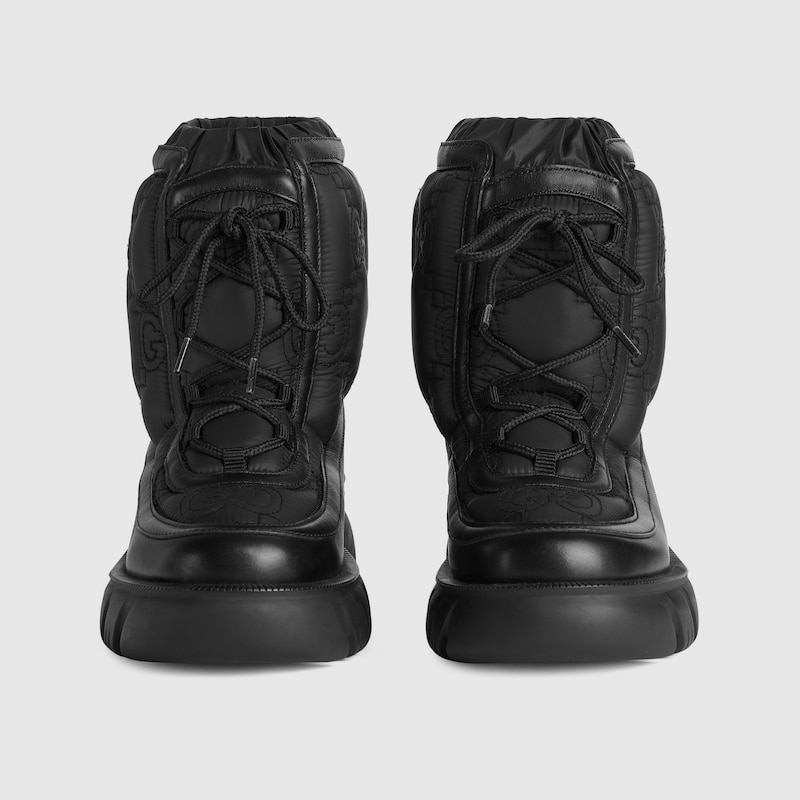 Botín con GG para mujer en nylon negro | GUCCI® ES