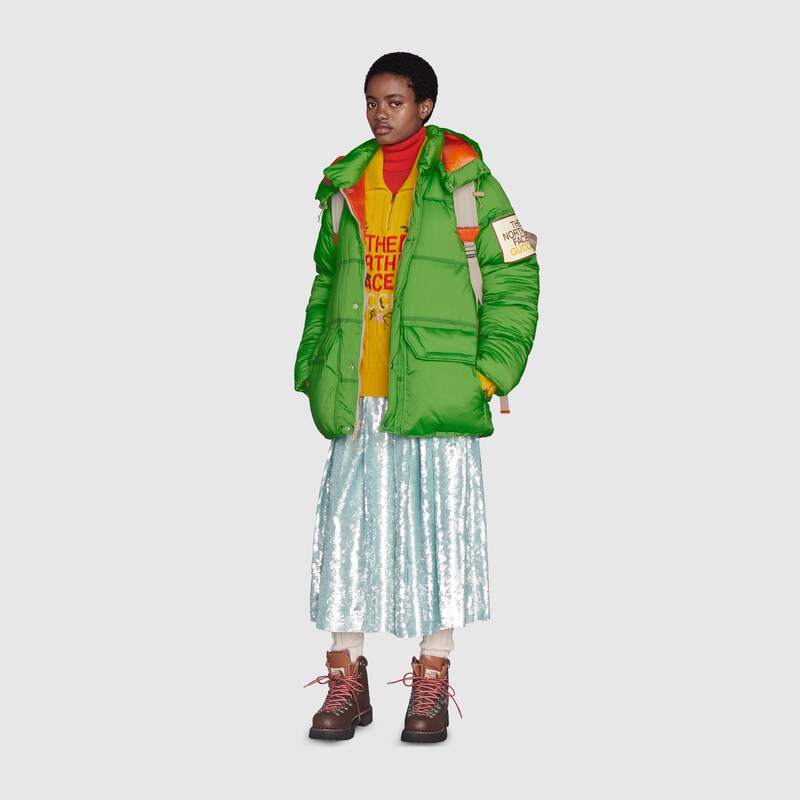 Giacca imbottita The North Face x Gucci in verde | GUCCI® Italia
