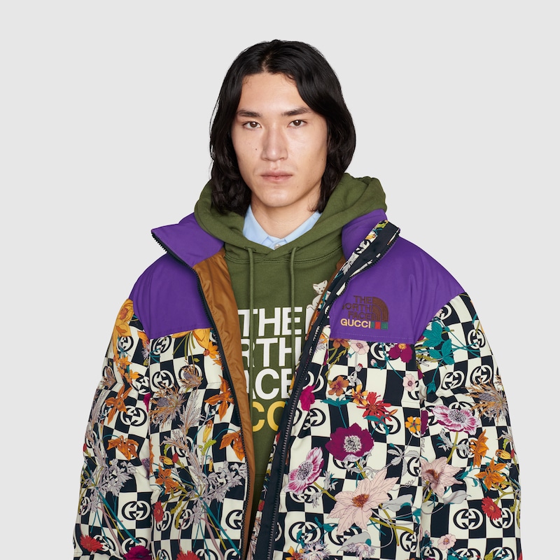 Giacca imbottita con stampa floreale The North Face x Gucci in multicolore  | GUCCI® Italia
