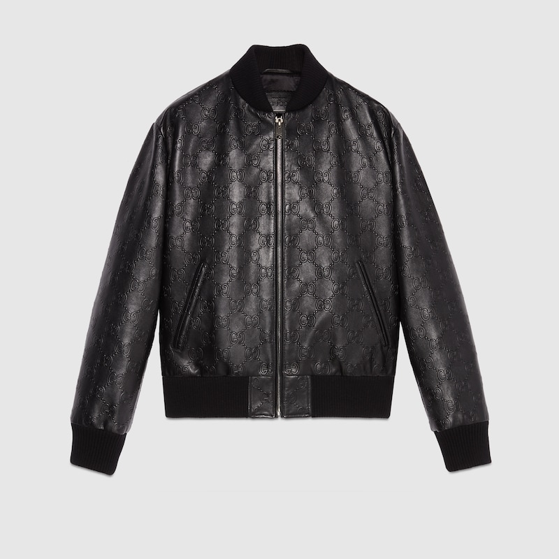 GGレザー ボンバージャケットブラック | GUCCI® JP