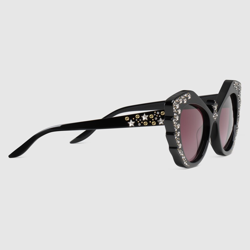 Occhiali da sole cat eye in acetato nero | GUCCI® Italia