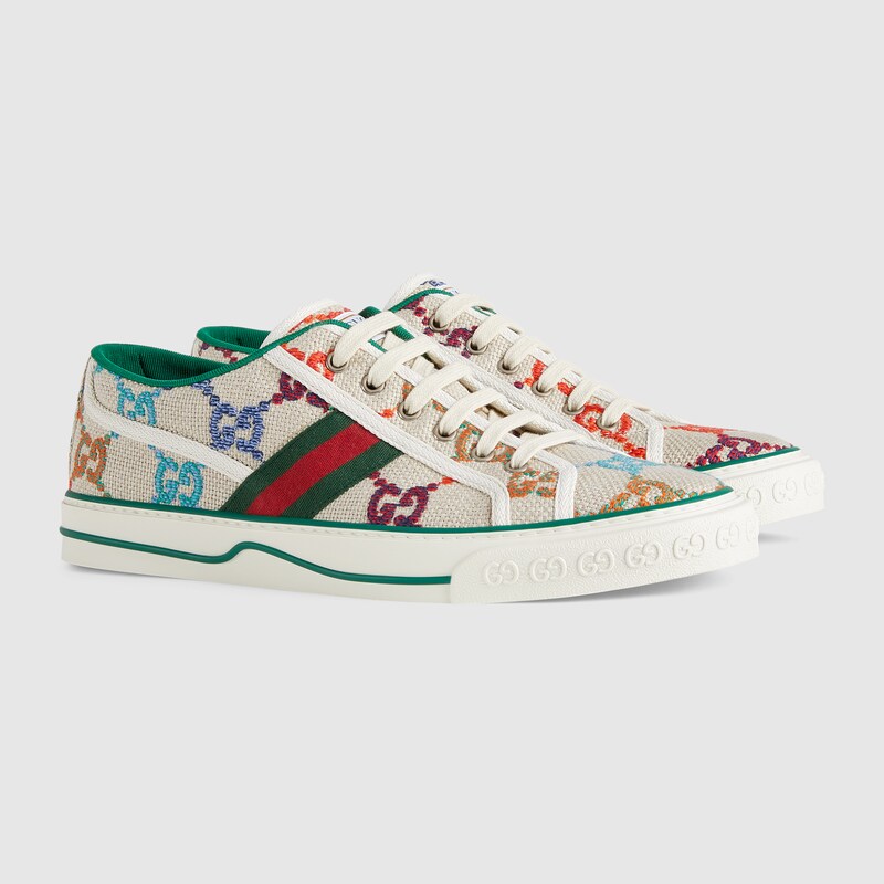 Sneaker Gucci Tennis 1977 uomo in Tessuto di lino GG | GUCCI® Italia