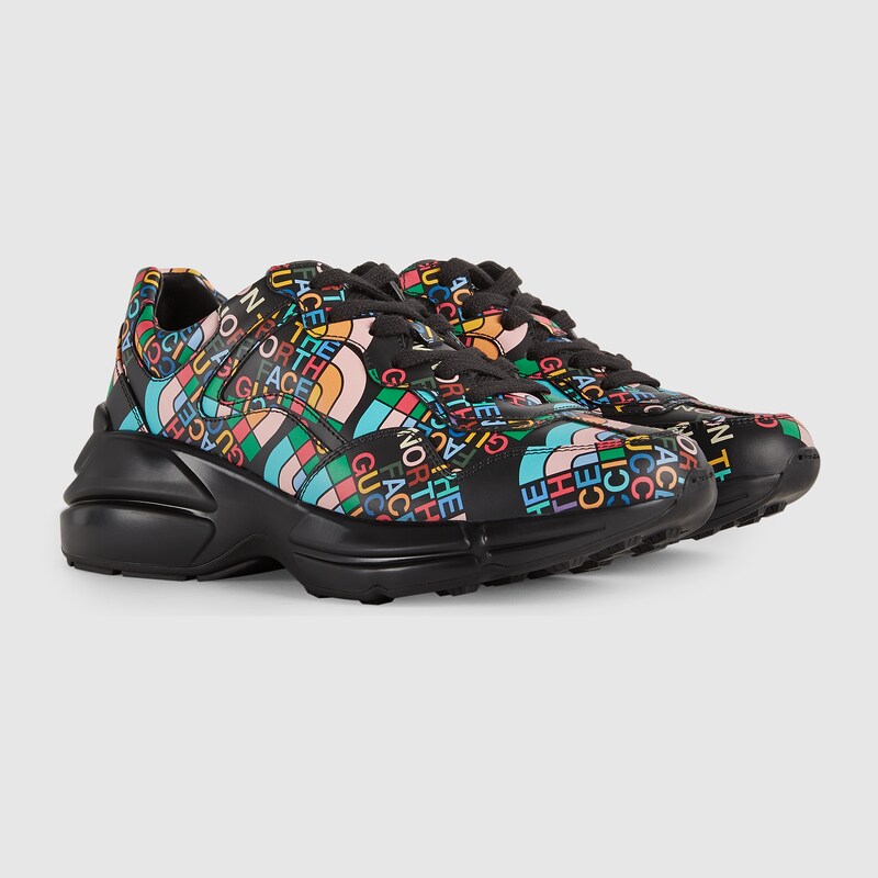 Women's The North Face x Gucci Rhyton sneaker in black leather 