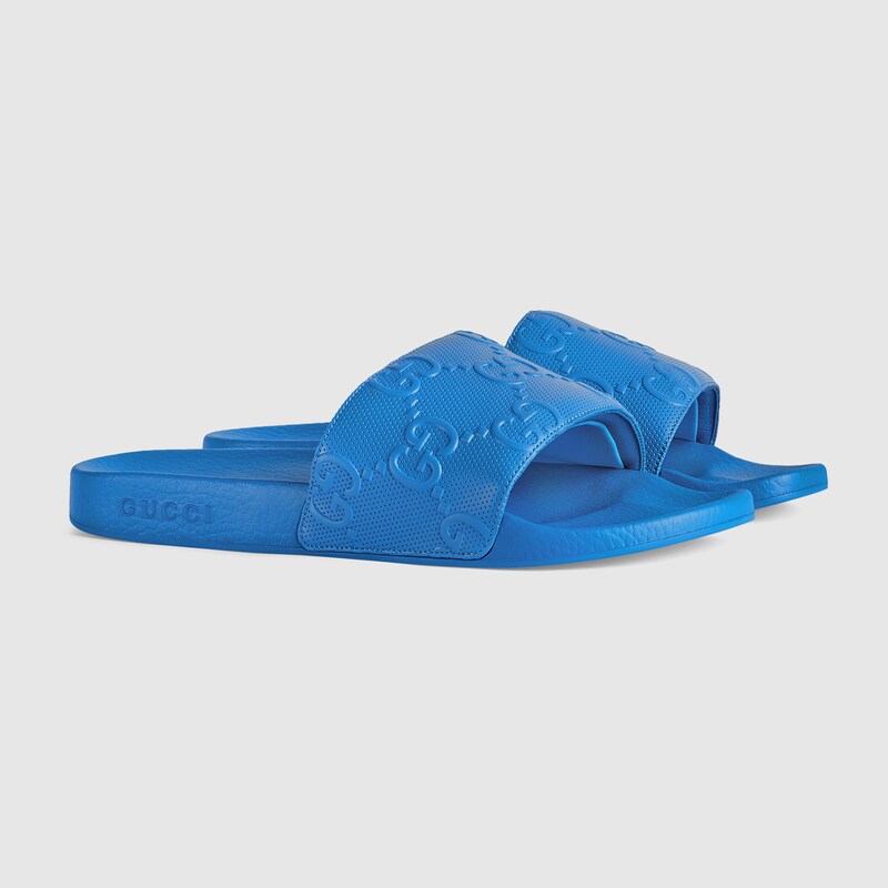 Men's GG slide sandal in bright blue 
