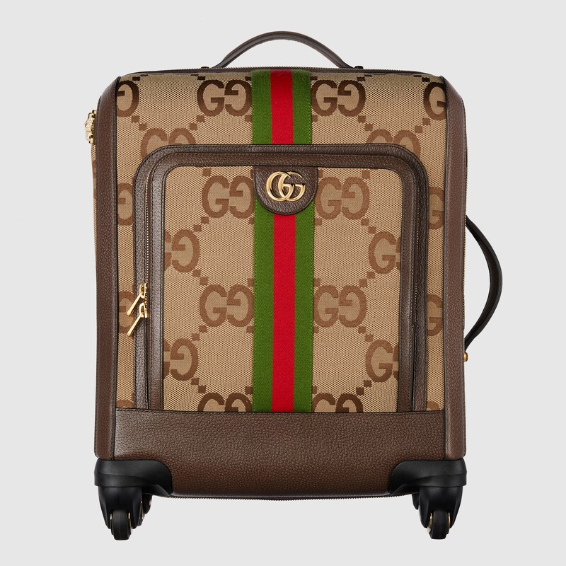 Maleta pequeña con GG jumbo en lona GG en camel y ébano | GUCCI® ES
