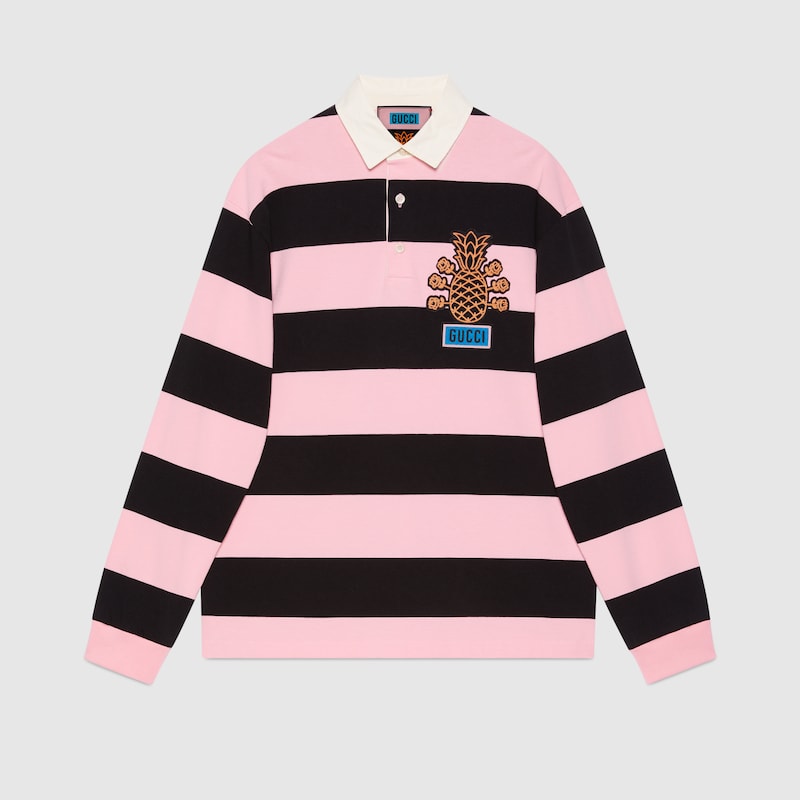 Camisa polo Gucci Pineapple en rosa y 