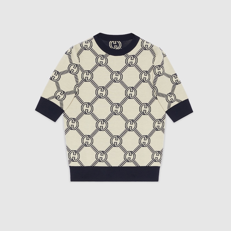 Reversible GG wool jacquard top