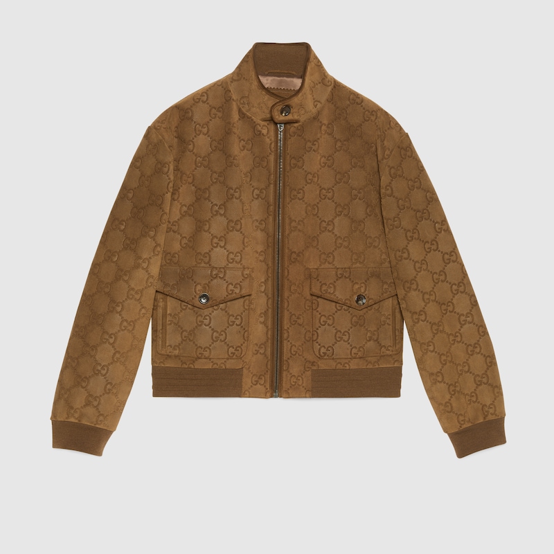 Perforated leather bomber jacket top