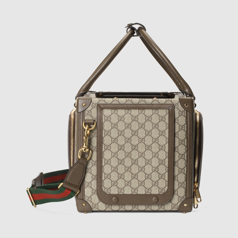 Small GG pet carrier with  in beige and ebony Supreme GUCCI® Canada
