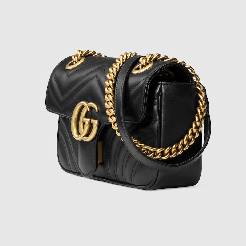 GGマーモント〕 キルティング ミニバッグブラック レザー | GUCCI® JP