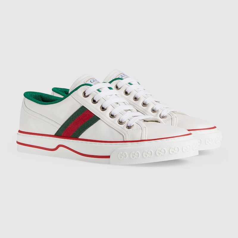 Zapatilla Gucci Tennis 1977 para mujer en piel blanca GUCCI® ES