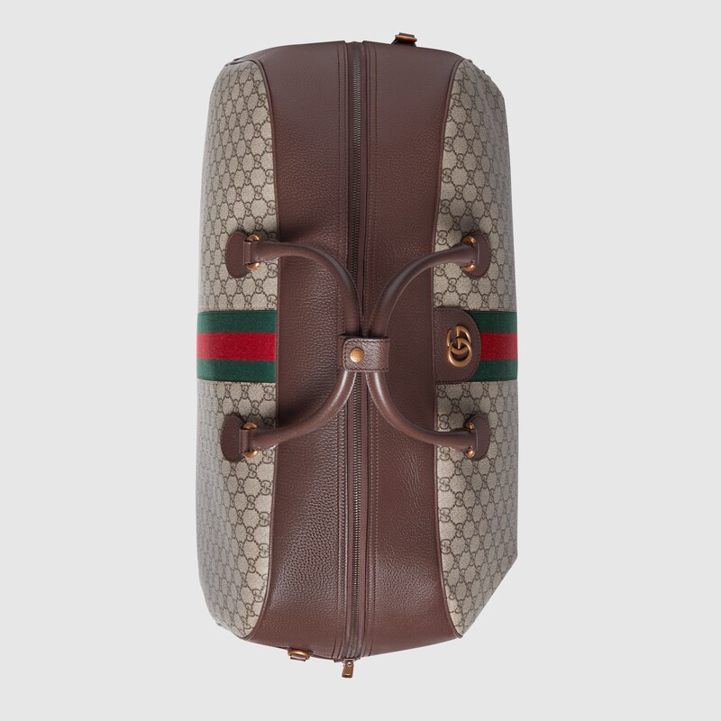 Gucci Savoy maxi bowling bag in beige and ebony Supreme GUCCI® US