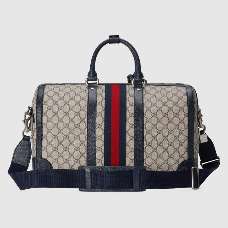 Gucci Savoy medium duffle bag in beige and blue GG Supreme GUCCI® US