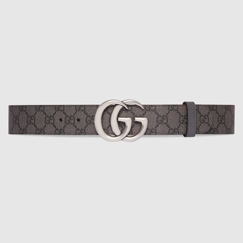 GG Marmont reversible belt in grey and black Supreme | GUCCI® US