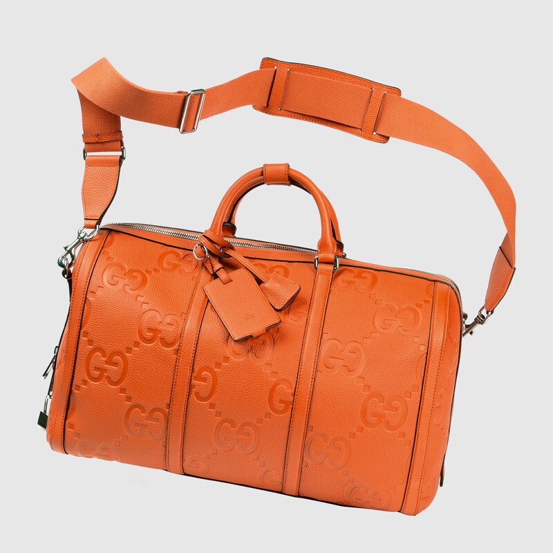 Jumbo GG small duffle bag in orange leather GUCCI® UK