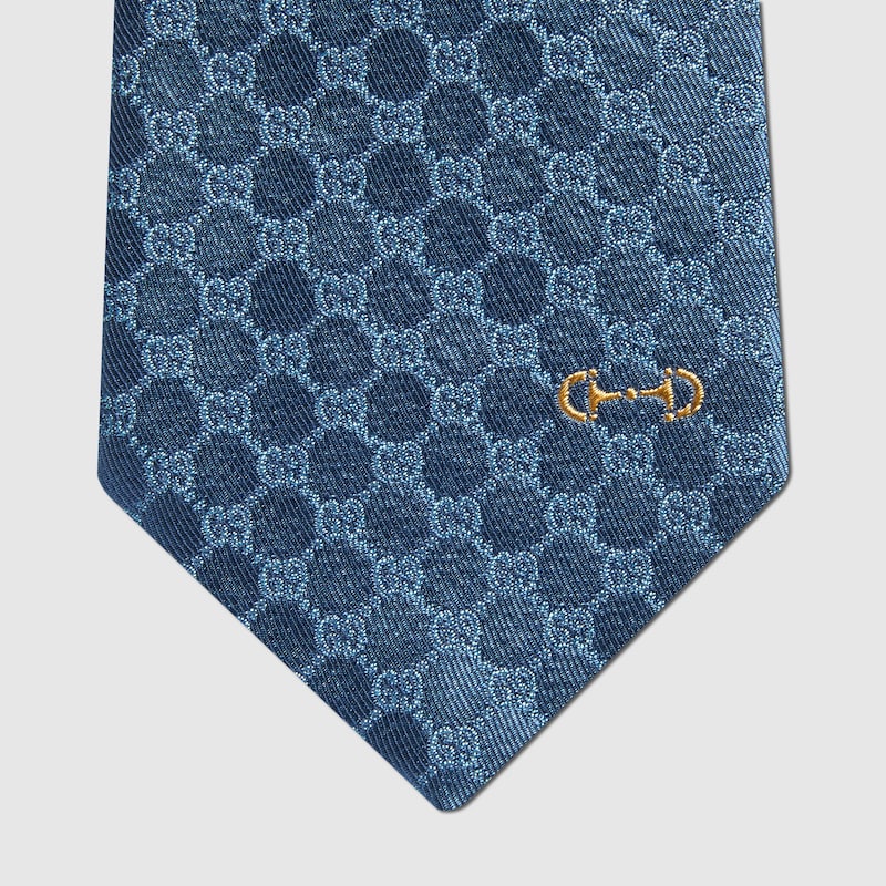 GG silk jacquard tie in light blue GUCCI® US