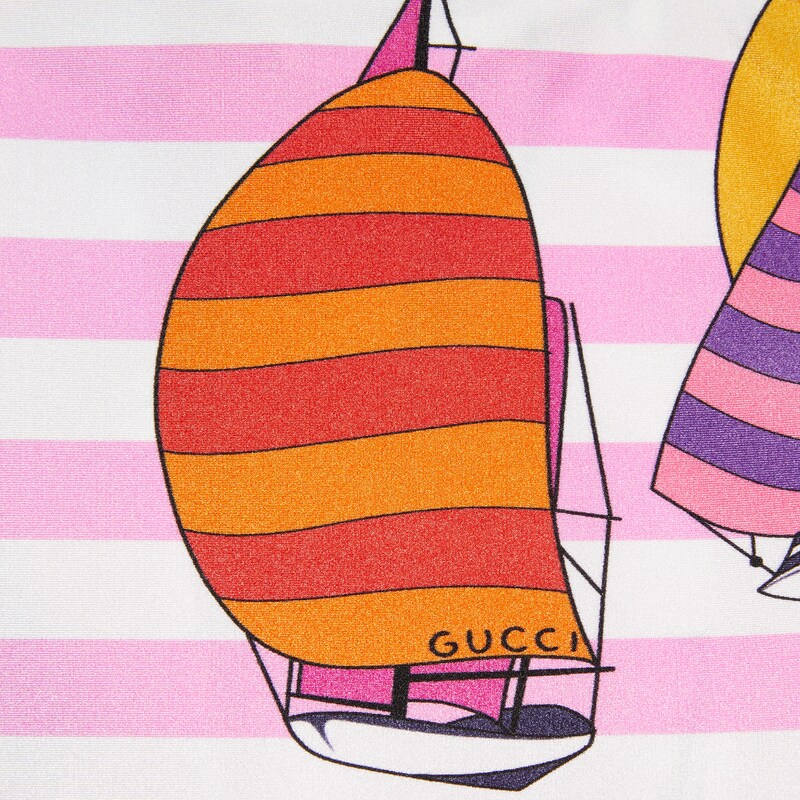 Gucci boat print sparkling jersey swimsuit in ivory and pink GUCCI® UK