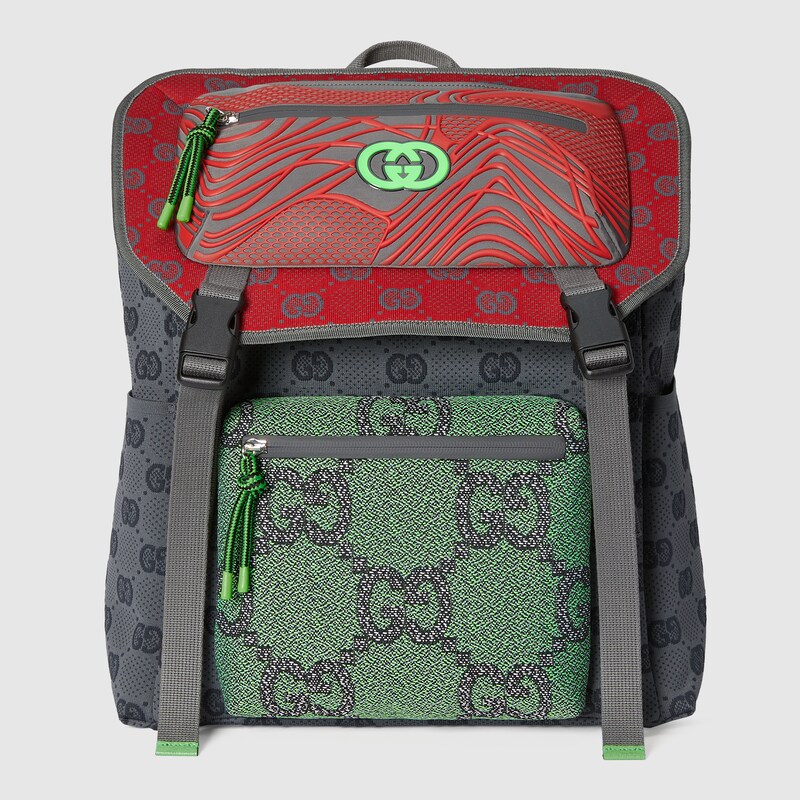 GG nylon backpack in grey and multicolour nylon GUCCI® TH