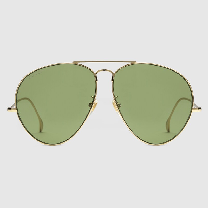 Navigator frame sunglasses in goldtoned metal GUCCI® NZ