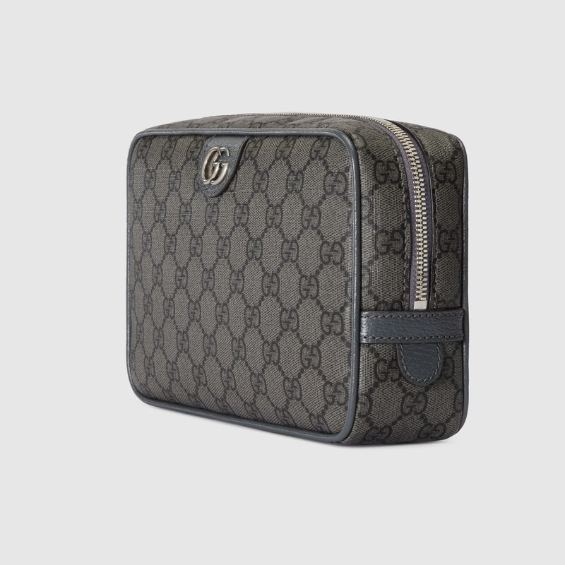 กระเป๋า Ophidia GG toiletry case inSupreme สีเทาและสีดำ GUCCI® TH