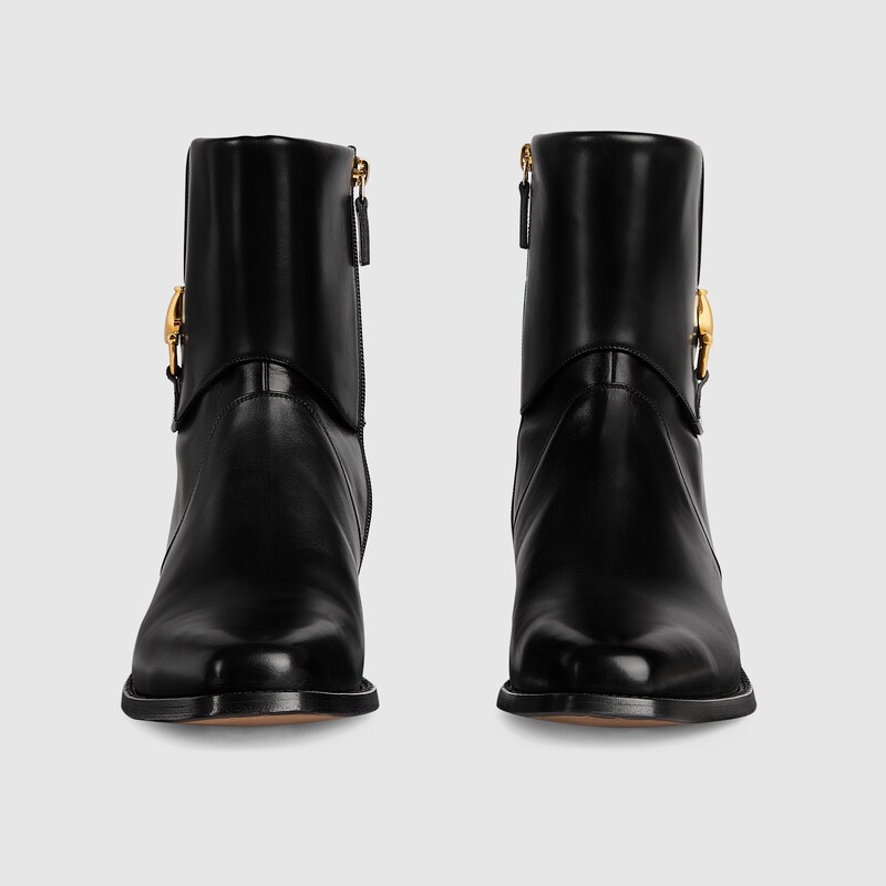 Men's ankle boot with Horsebit detail in black leather GUCCI® Australia