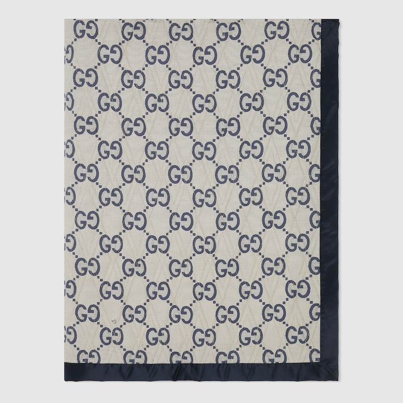 Double-sided GG quilted cotton blanket