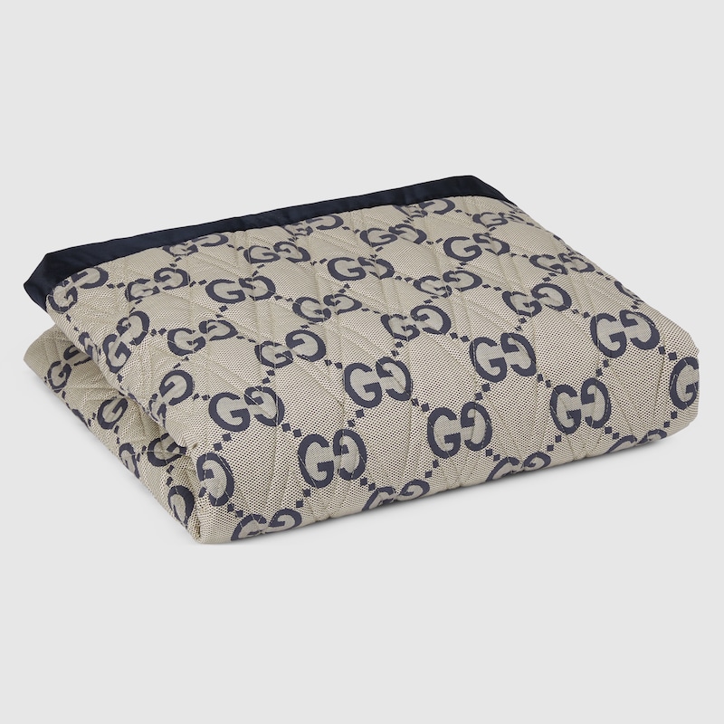 Double-sided GG quilted cotton blanket