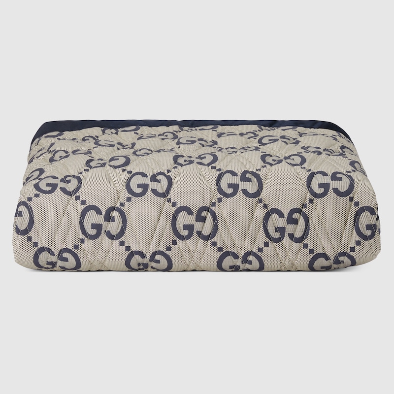 Double-sided GG quilted cotton blanket