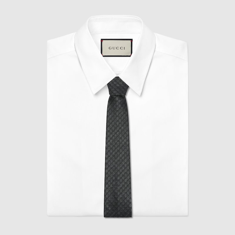 Interlocking G silk wool jacquard tie