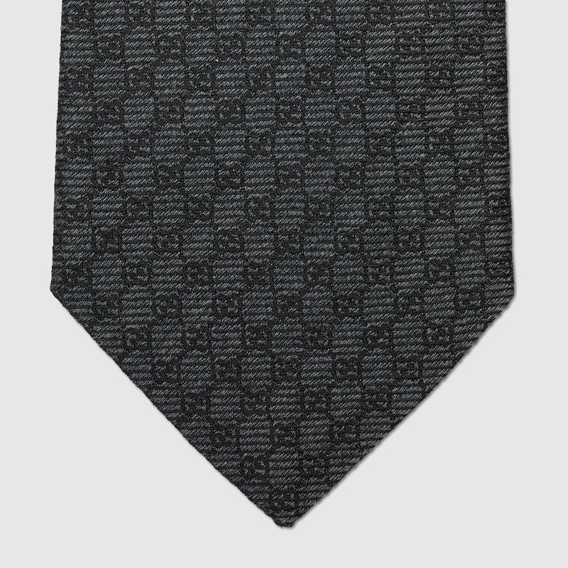 Interlocking G silk wool jacquard tie