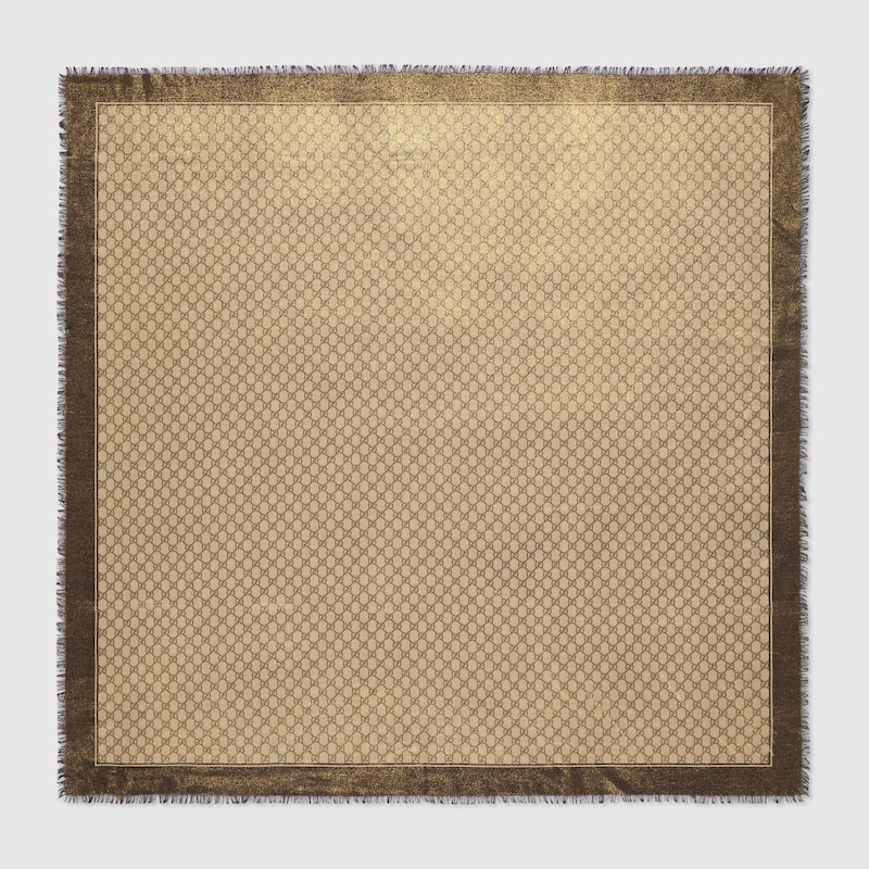Gucci Shiny GG Wool Jacquard Shawl