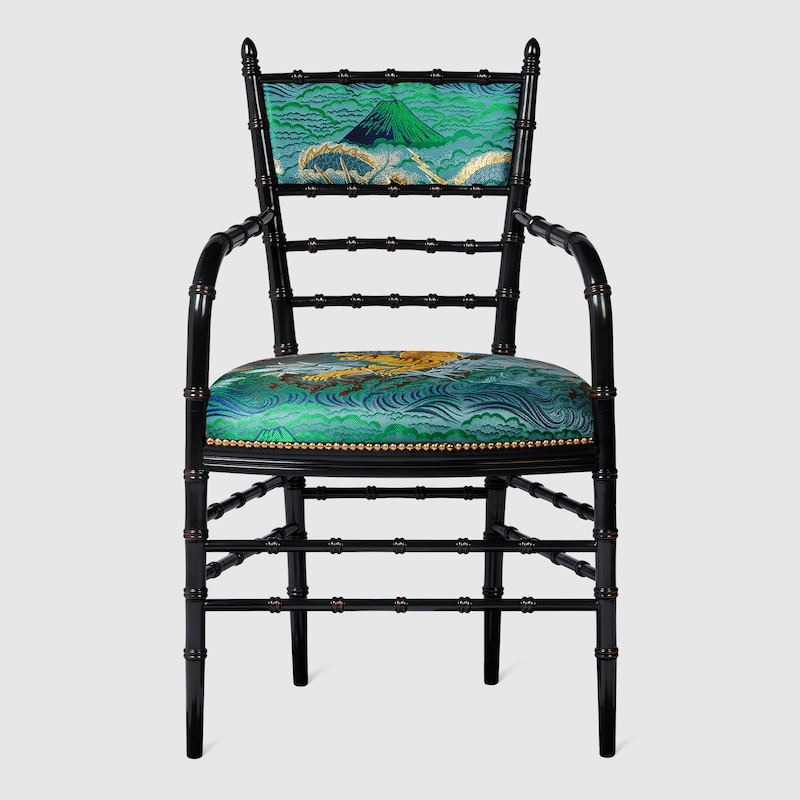 Chiavari tiger jacquard chair with arm rest