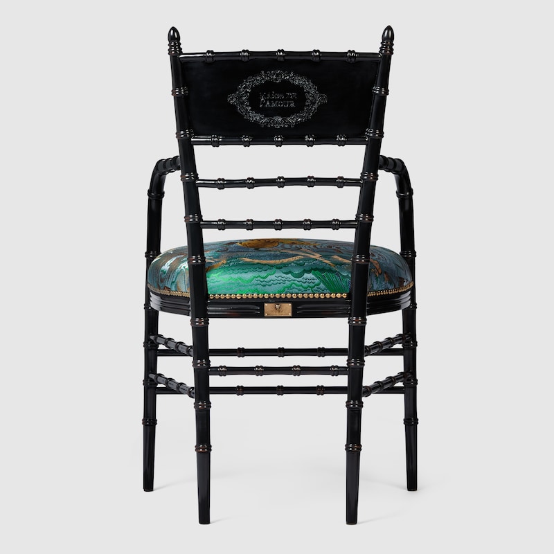Chiavari tiger jacquard chair with arm rest