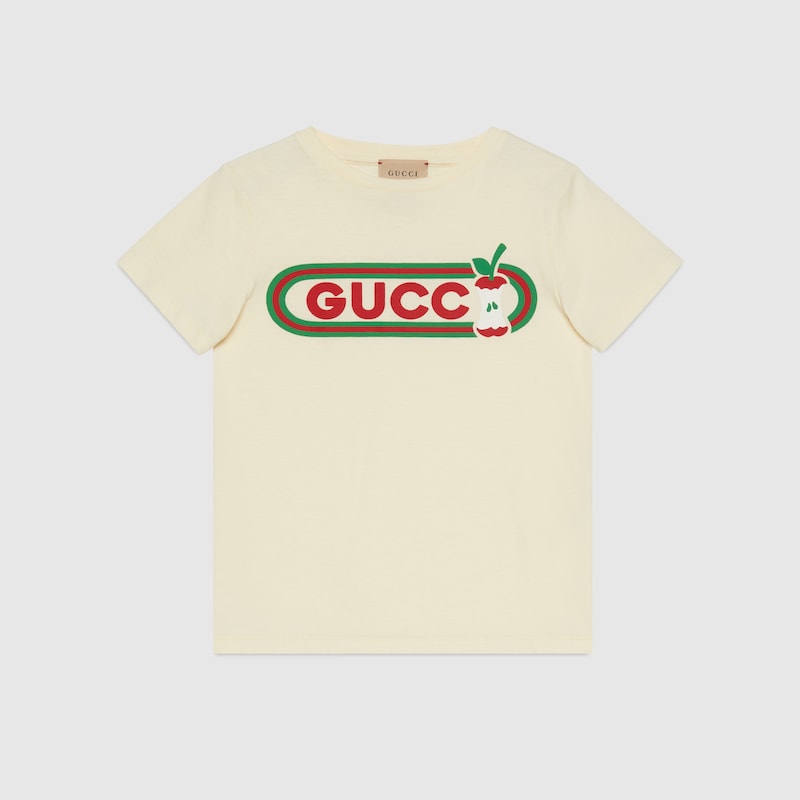 Gucci Children s cotton apple print T shirt Yorkdale Mall