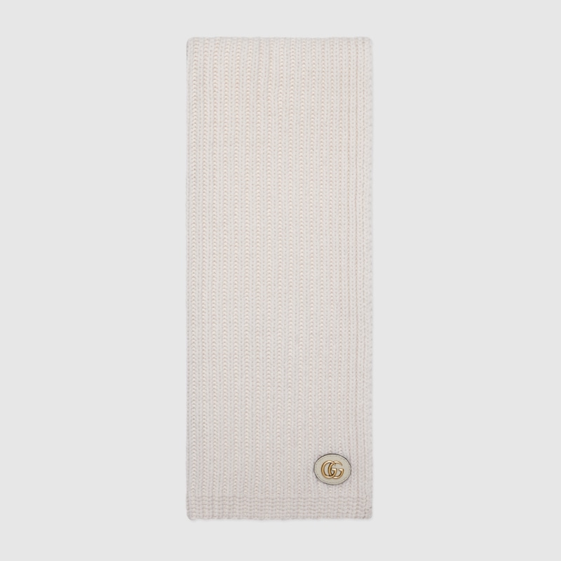 Wool Cashmere Scarf With Double G Wool Cashmere Scarf With Double G