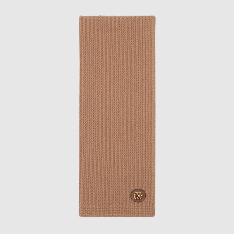 Wool Cashmere Scarf With Double G Wool Cashmere Scarf With Double G