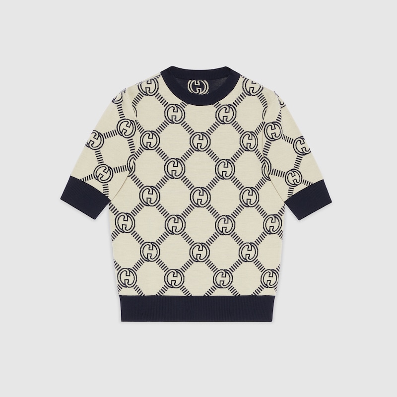 Reversible GG wool jacquard top