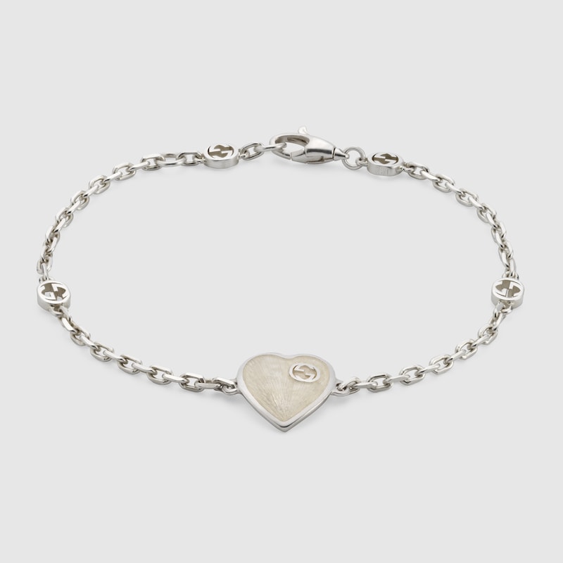 645546 J8410 1184 001 100 0000 Light Bracciale Gucci Heart con Incrocio GG